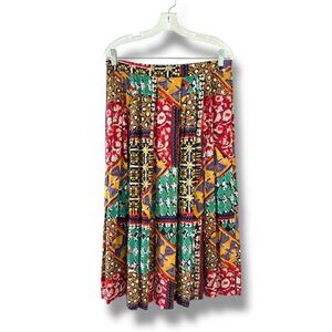 Vintage Cherry Creek Colorful Patterned Boho Maxi Skirt Women's Size Large/XL